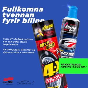 TILBOÐ! Fusso F7 bón + 4X dekkjahreinsir / gljái